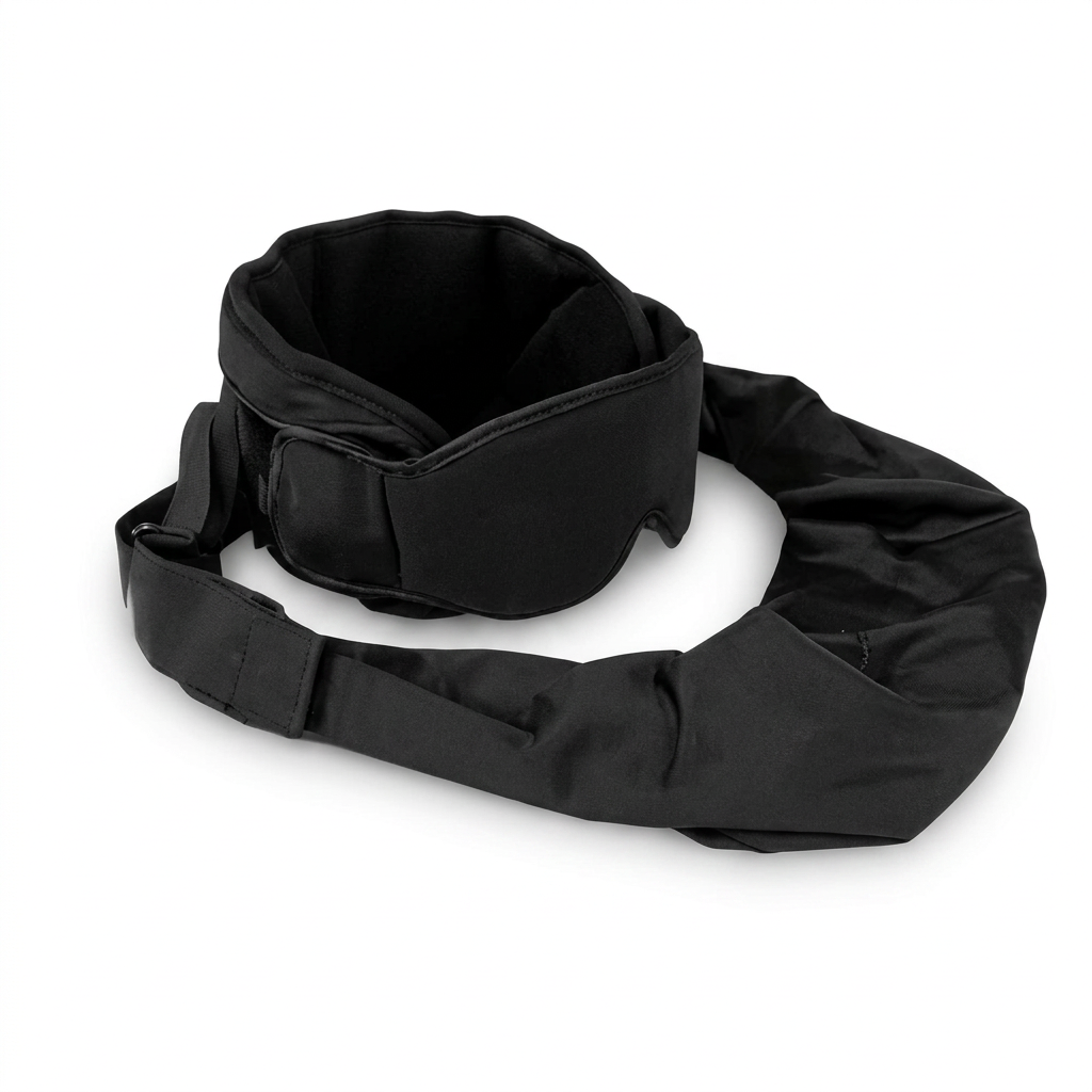 Aerovia black sleep mask and adjustable travel support set